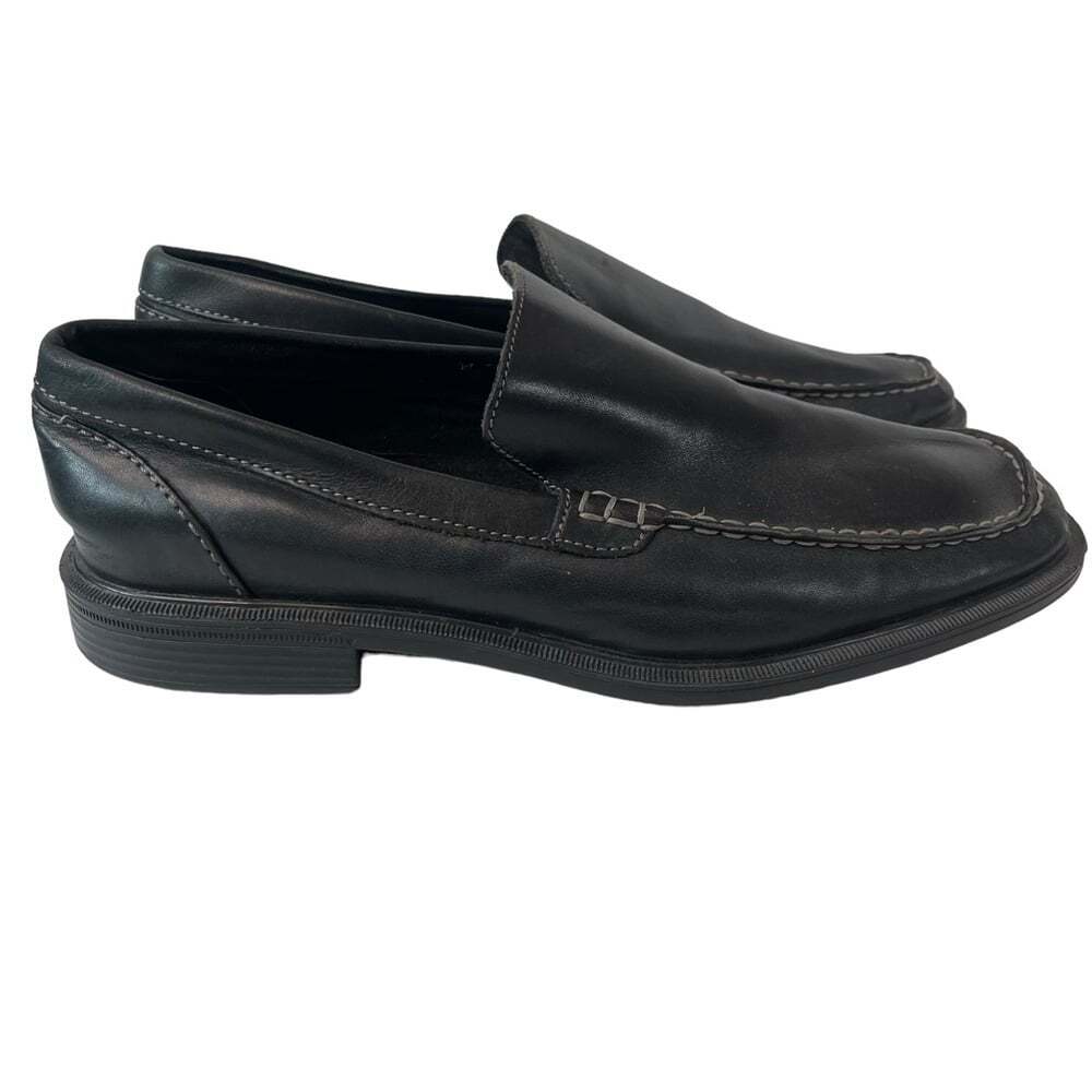 Rockport Mens Black Kinetic Air Circulator Loafers Size 9.5 Slide On Leather